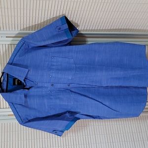 Blue Short Sleeve Button-up Shirt